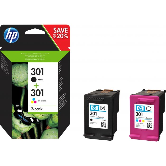 maat aanvaarden Geplooid HP 301 2-pack Black/Tri-color Original Ink Cartridges - Auva