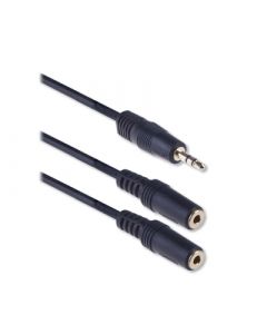 eWent EW9232  3,5mm naar 2x 3,5mm Audio Kabel 0,1 m - Zwart