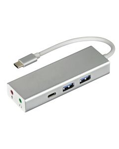 HAMA USB-3.1-Type-C-Hub 1:3 aluminium, 2X USB-A, USB-C, 3,5-mm-jack