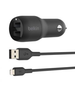 Belkin BoostCharge 2-poorts USB-A Autolader 24W - Zwart