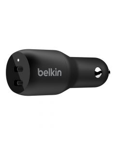 Belkin BoostCharge 2-poorts USB-C Autolader 36W - Zwart