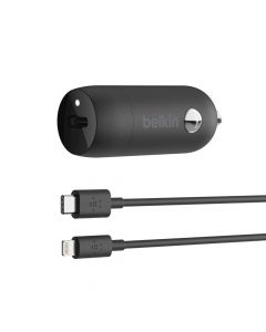 Belkin BoostCharge 20 W USB-C PD Autolader + USB-C naar Lightning Kabel 1,2 m - Zwart