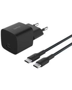 Belkin USB-C 25W Lader + USB-C/USB-C-kabel - Zwart
